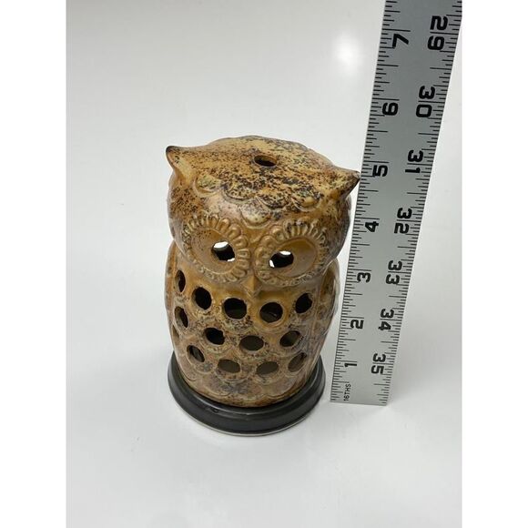 Vintage Stoneware Pottery Owl Tea Light Votive Candle Incense Holder Mid Century - Picture 9 of 9